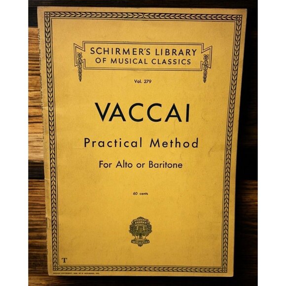 Vaccai Practical Italian Vocal Method Alto Baritone Schirmers Library Of Musical - Picture 1 of 7